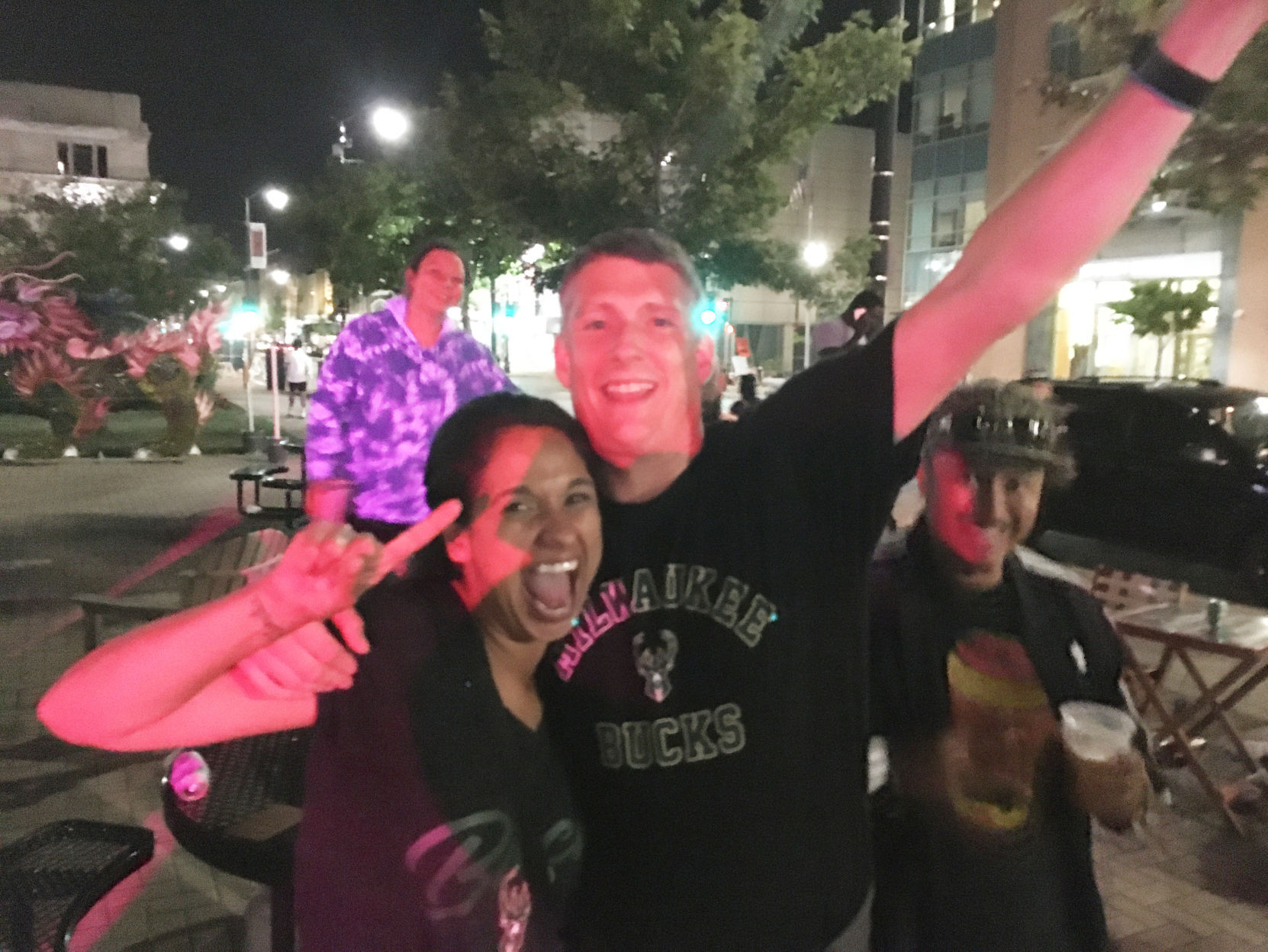 Teresa Lopez and boyfriend Ben Crenshaw join the celebration of a Bucks championship